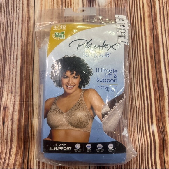 Playtex 18 Hour Bra Wirefree Ultimate Lift & Support Nude Comfort Size 42D - Picture 2 of 15